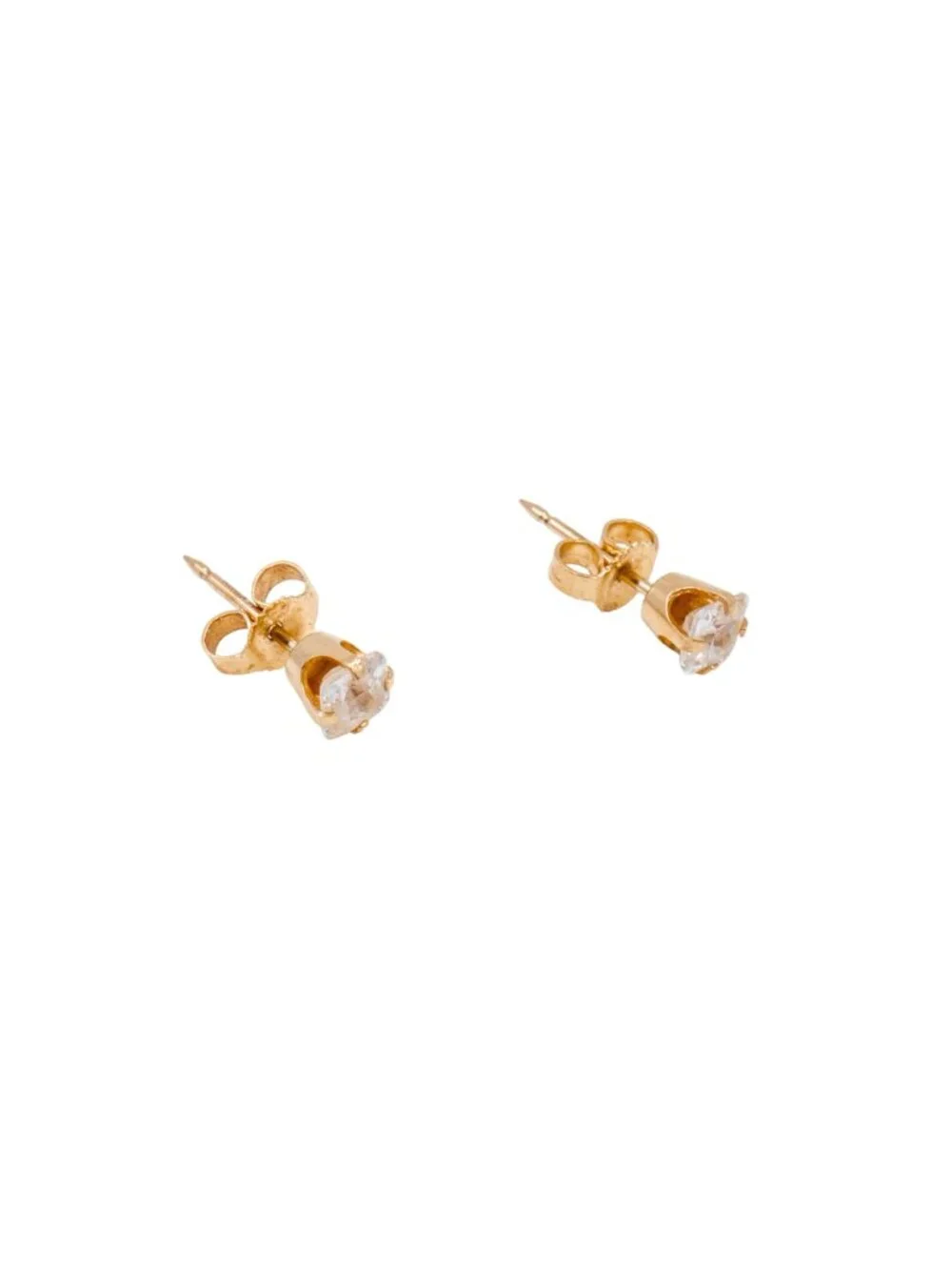 14K Yellow Gold 5mm Princess Cut Cubic Zirconia Stud Earrings